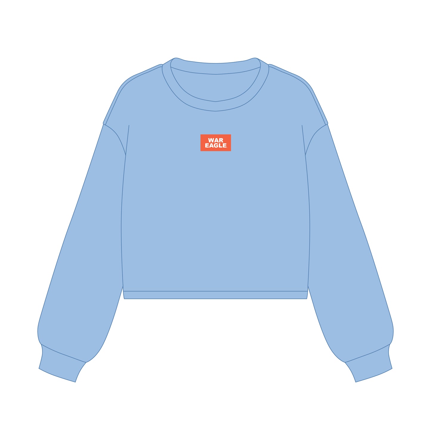 The Becca Boxy Crewneck War Eagle Woven Label | Youth Light Blue