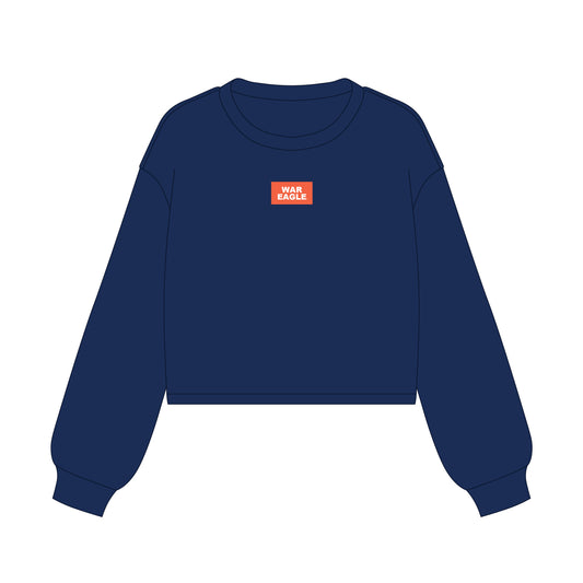 The Becca Boxy Crewneck War Eagle Woven Label | Youth Navy