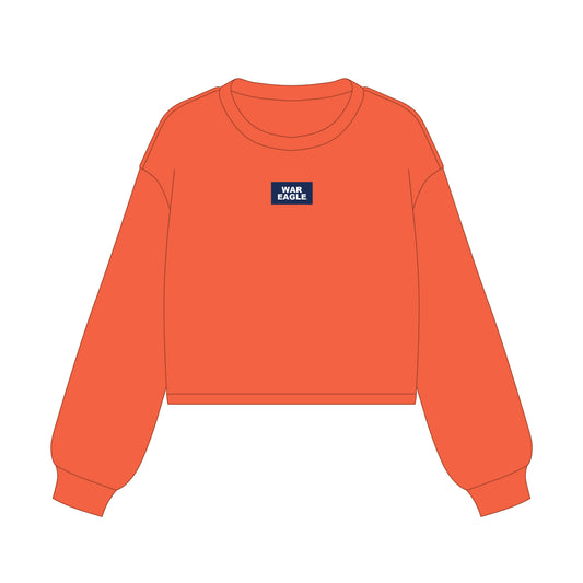 The Becca Boxy Crewneck War Eagle Woven Label | Orange