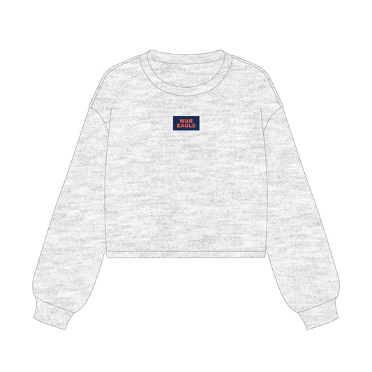 The Becca Boxy Crewneck War Eagle Woven Label | Ash