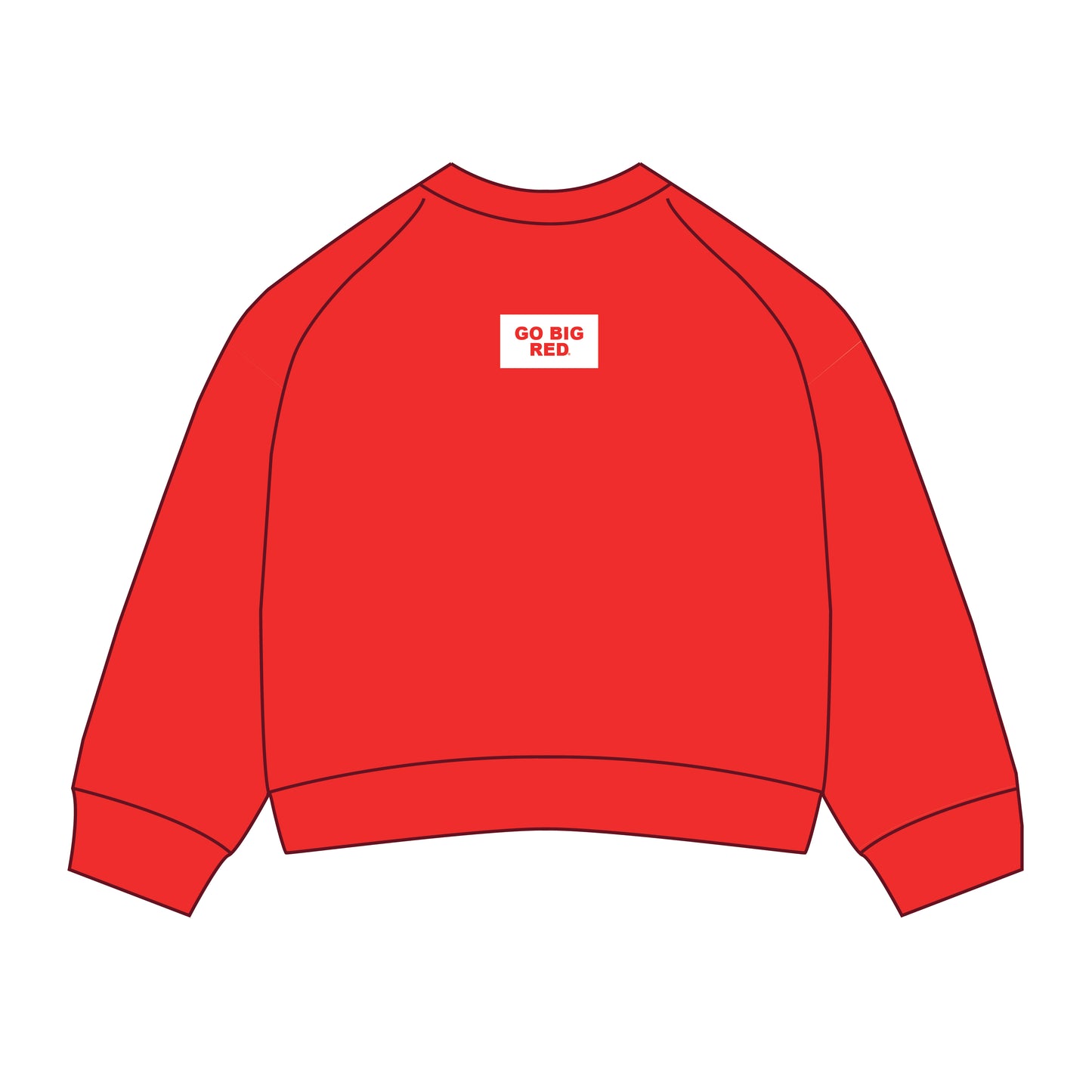 The Ava Airy Crewneck Wisconsin Go Big Red Woven Label | Bright Red