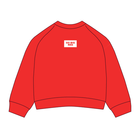 The Ava Airy Crewneck Wisconsin Go Big Red Woven Label | Bright Red