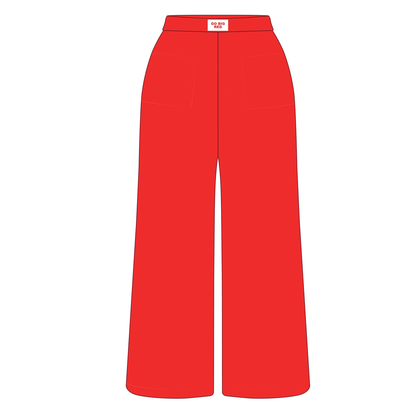 The Ava Airy Pants Wisconsin Go Big Red Woven Label | Bright Red