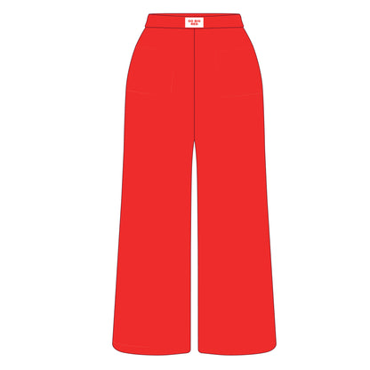 The Ava Airy Pants Go Big Red Woven Label | Bright Red