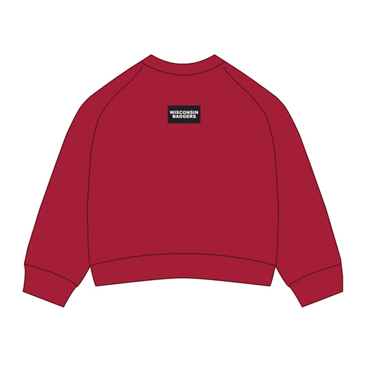 The Ava Airy Crewneck Wisconsin Badgers Woven Label | Youth Deep Red