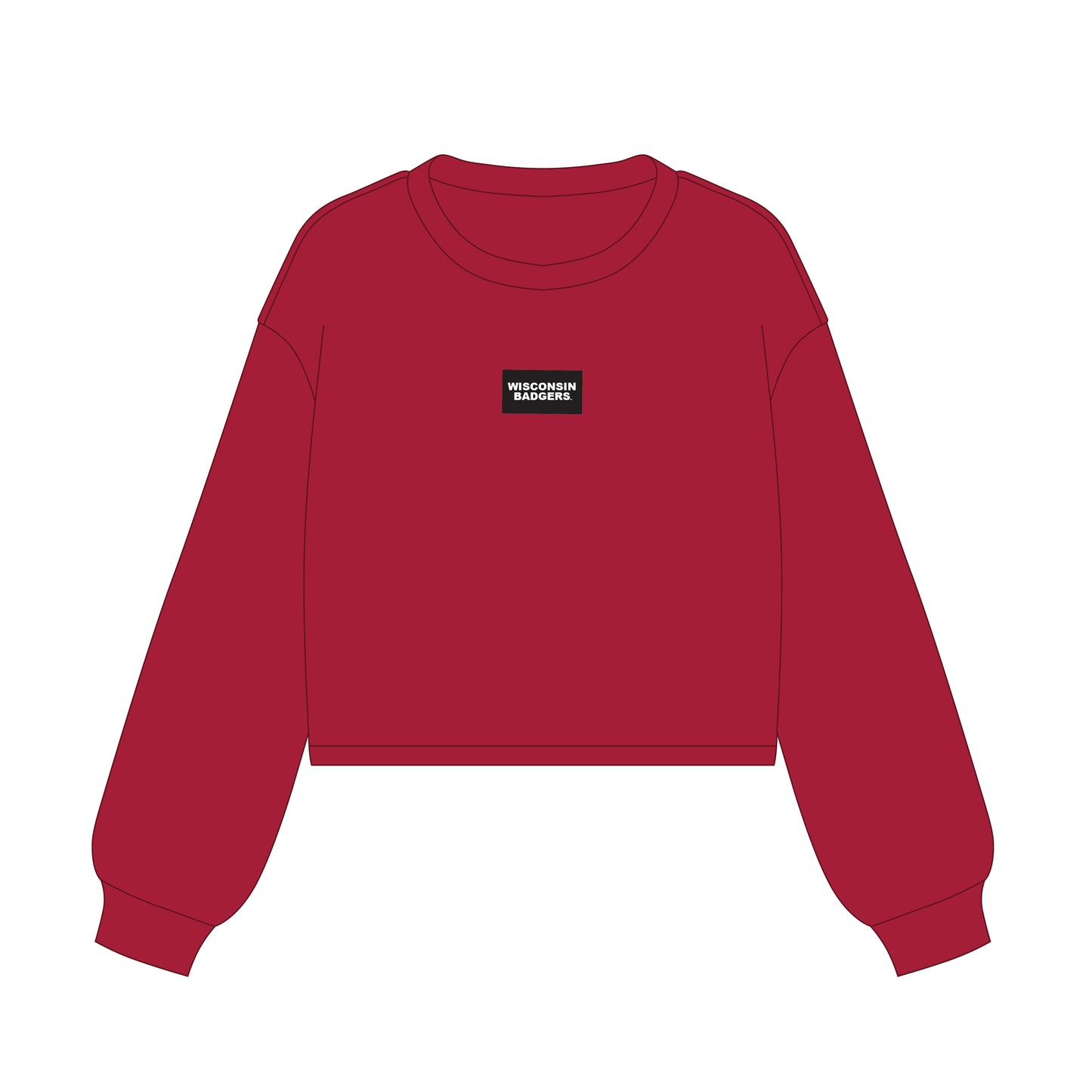 The Becca Boxy Crewneck Wisconsin Badgers Woven Label | Deep Red