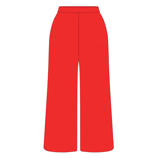 The Ava Airy Pants Wisconsin Go Big Red Woven Label | Bright Red