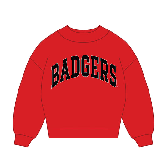 The Madi Classic Mockneck Badgers Applique | Red