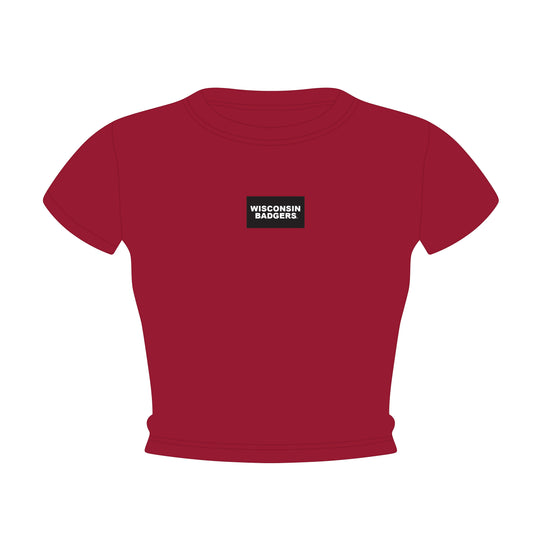 The Raegan Ribbed Baby Tee Wisconsin Badgers Woven Label | Bright Red
