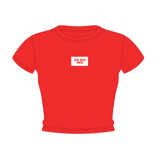 The Raegan Ribbed Baby Tee Go Big Red Woven Label | Youth Bright Red