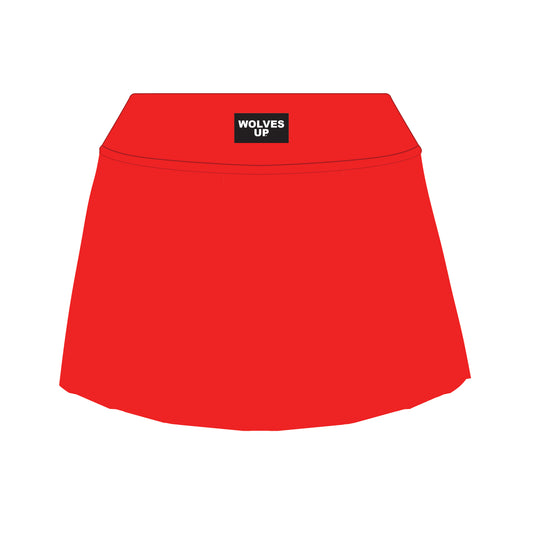 The Alli Tennis Skort Wolves Up Woven Label | Bright Red