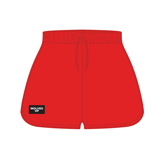 The Kristen Airy Lounge Shorts Wolves Up Woven Label | Bright Red