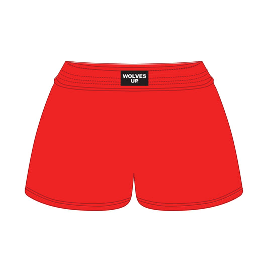 The Liz Nylon Shorts Wolves Up Woven Label | Bright Red