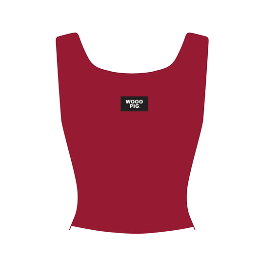 The Alli Airy Tank Wooo Pig Woven Label | Youth Crimson