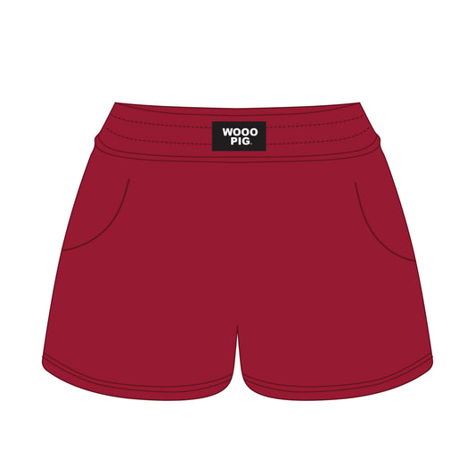 The Ava Airy Shorts Wooo Pig Woven Label | Crimson