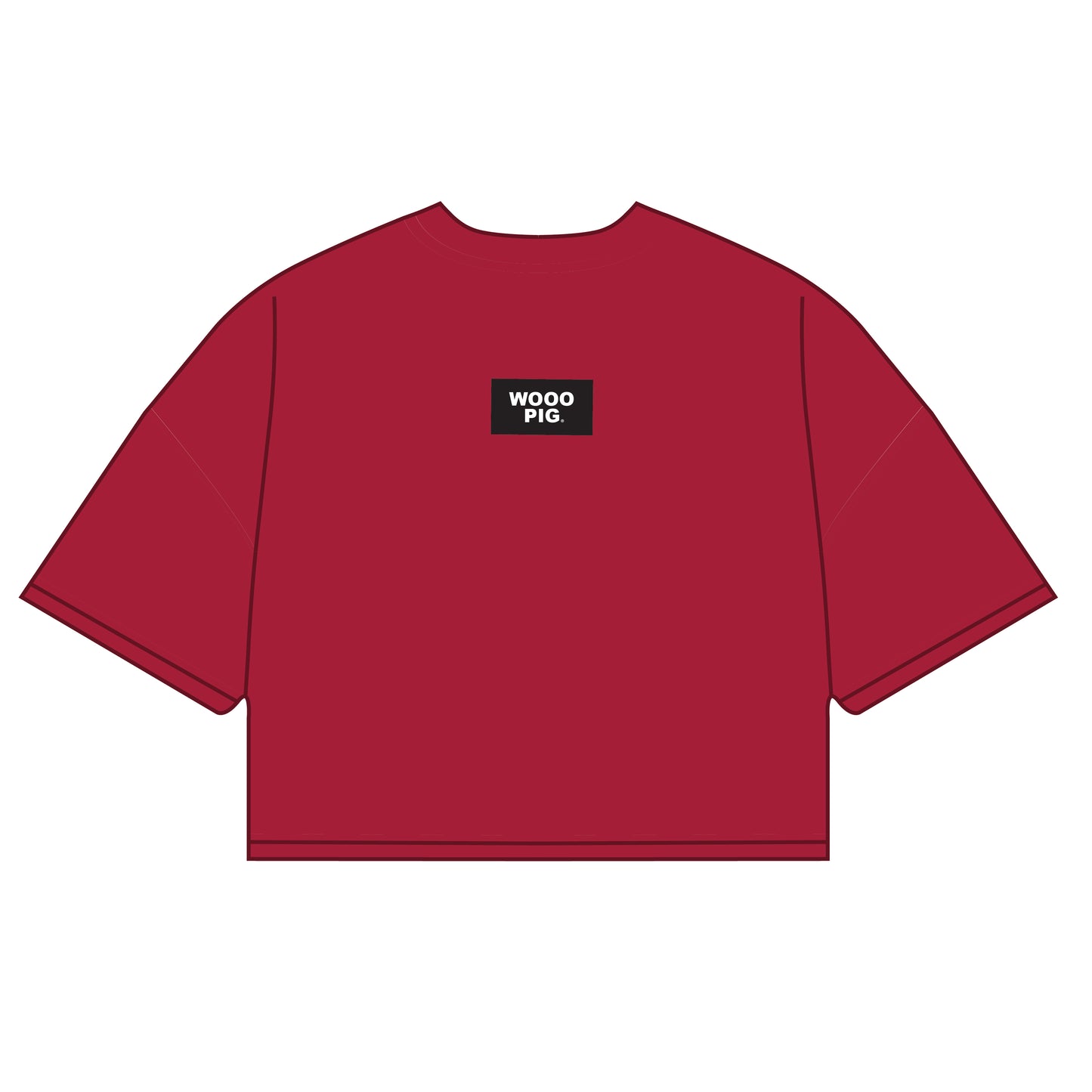 The Kristen Airy Tee Wooo Pig Woven Label | Youth Crimson