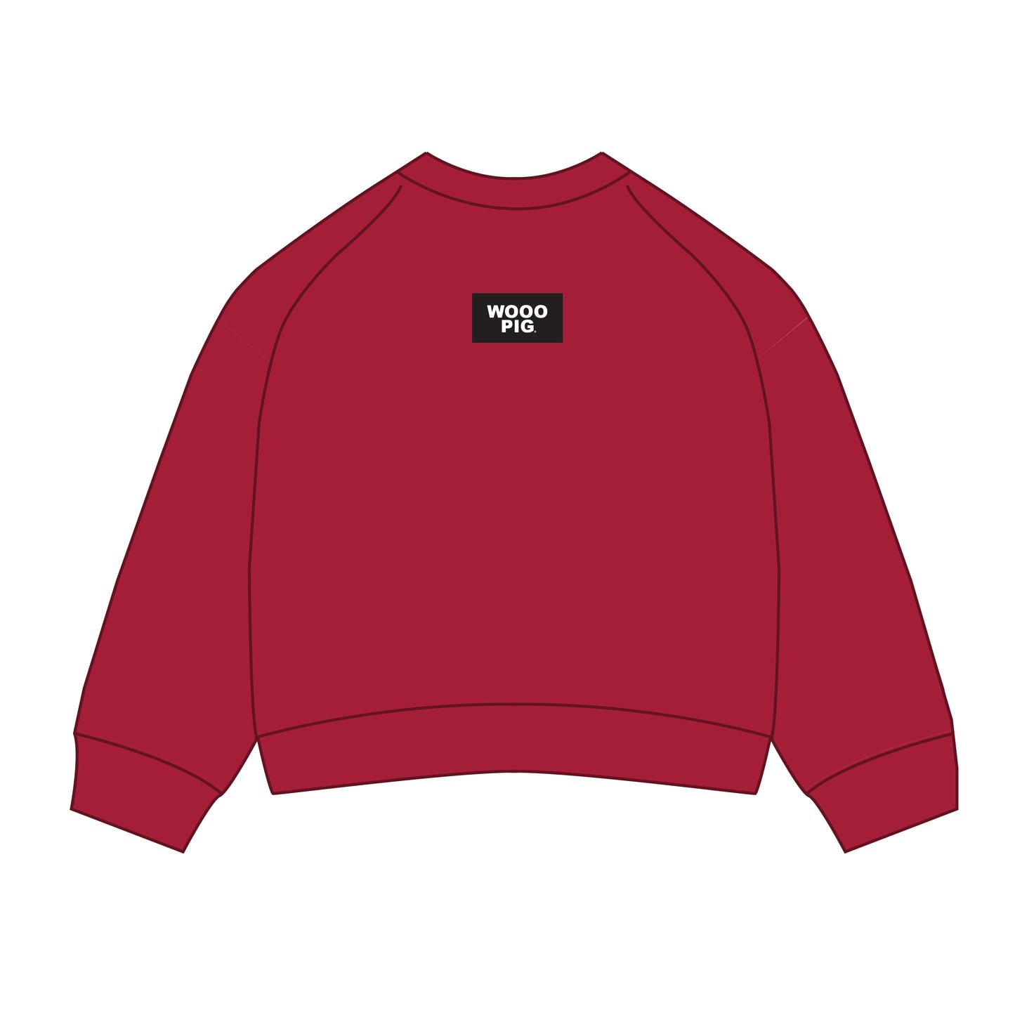 The Ava Airy Crewneck Wooo Pig Woven Label | Youth Crimson