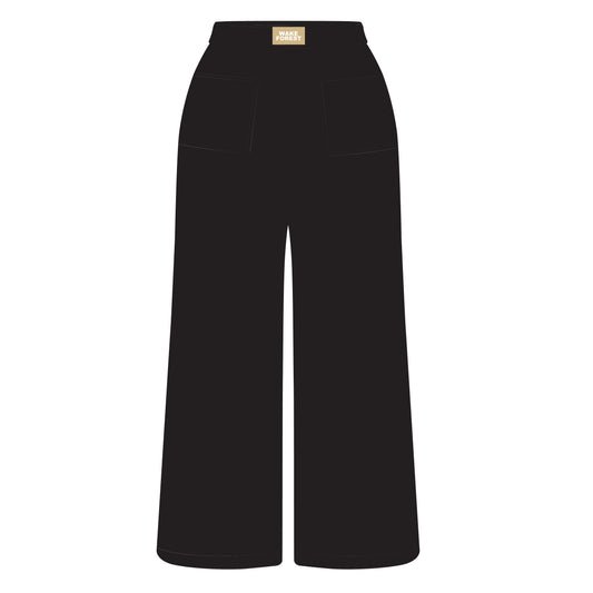 The Ava Airy Pants Wake Forest Woven Label | Black