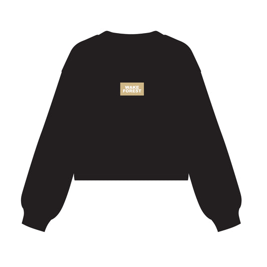 The Becca Boxy Crewneck Wake Forest Woven Label | Black