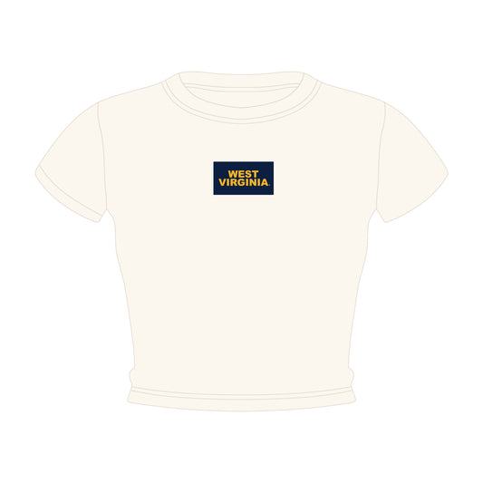 The Raegan Ribbed Baby Tee West Virginia Woven Label | Bone