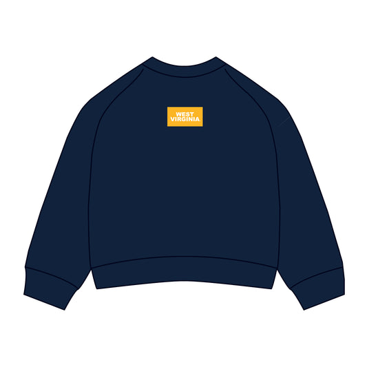 The Ava Airy Crewneck West Virginia Woven Label | Youth Navy
