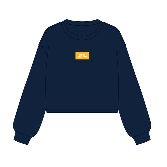 The Becca Boxy Crewneck West Virginia Woven Label | Navy