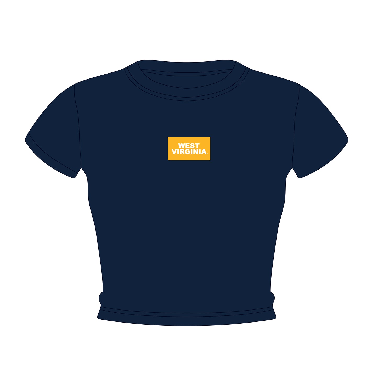The Raegan Ribbed Baby Tee West Virginia Woven Label | Navy