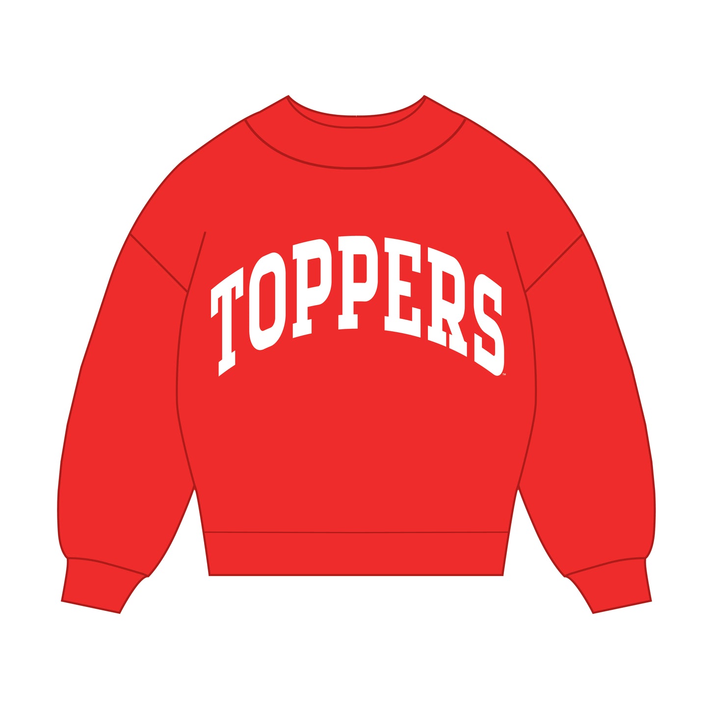 The Madi Classic Mockneck Toppers Applique | Bright Red