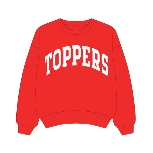 The Olivia Oversized Crewneck Toppers | Bright Red