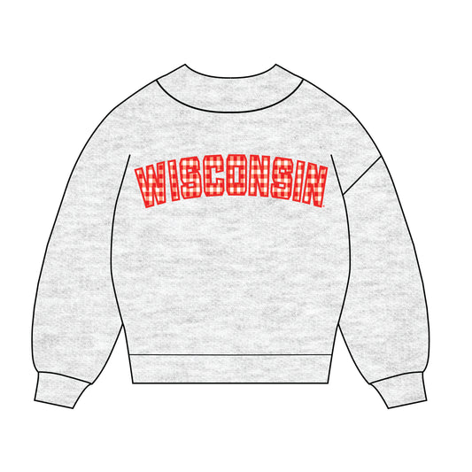 The Mallory Gingham Mockneck Wisconsin | Youth Ash