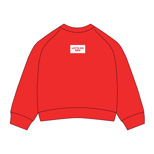 The Ava Airy Crewneck Let's Go Red Woven Label | Bright Red