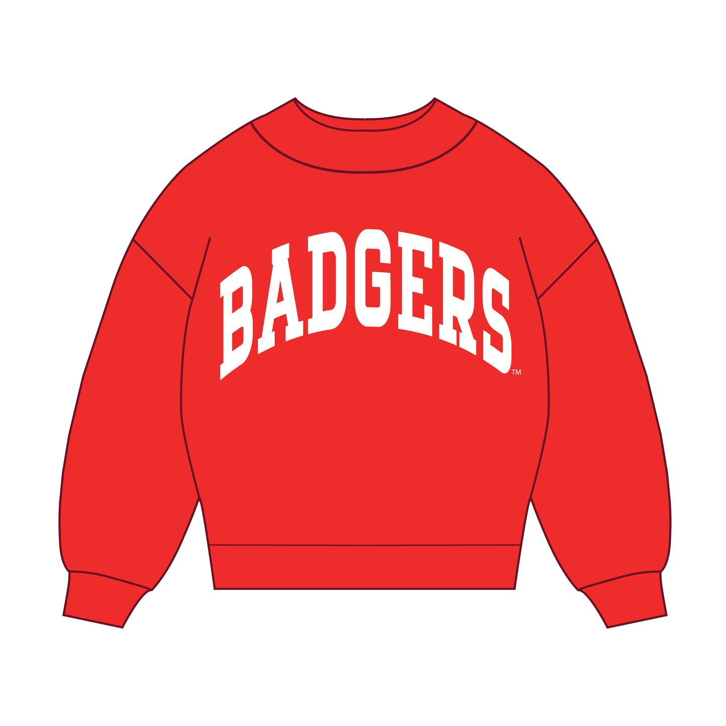 The Madi Classic Mockneck Badgers Applique | Youth Bright Red
