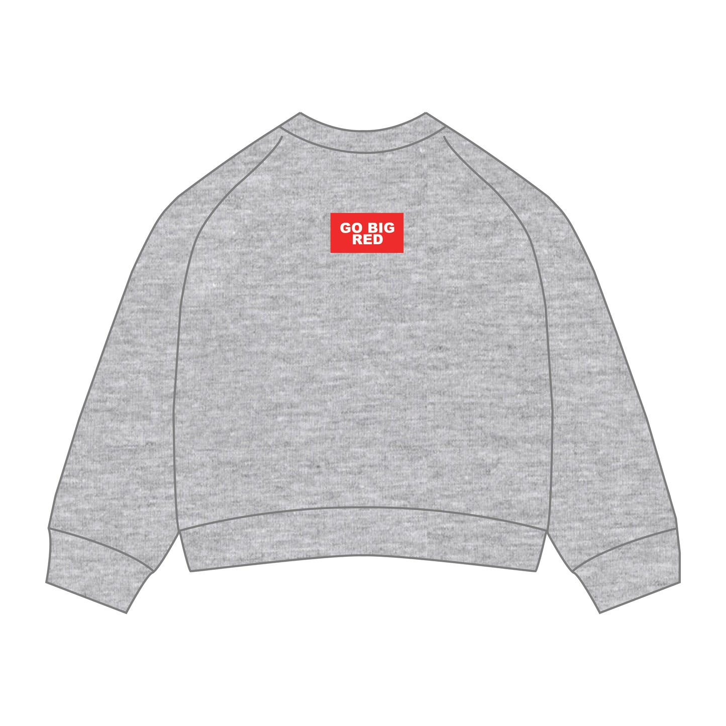 The Ava Airy Crewneck Go Big Red Woven Label | Heather Grey