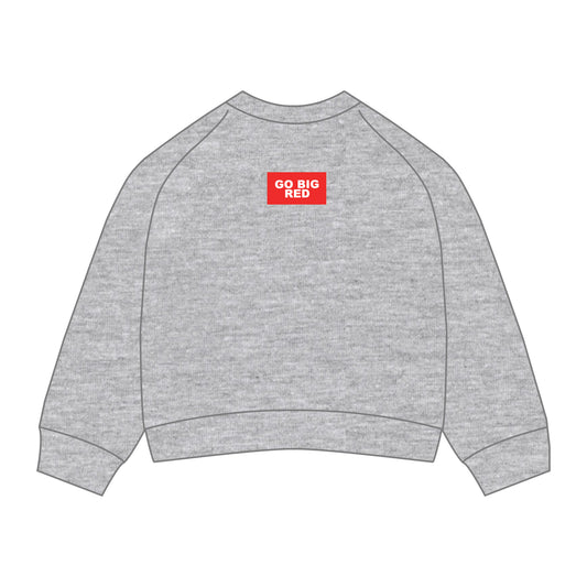 The Ava Airy Crewneck Go Big Red Woven Label | Heather Grey