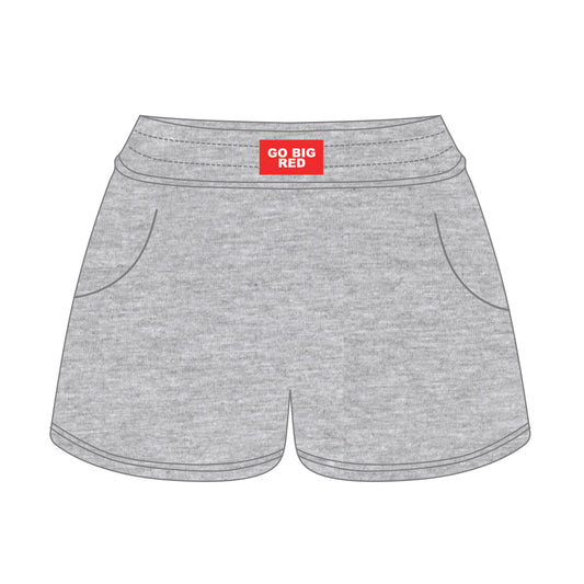 The Ava Airy Shorts Go Big Red Woven Label | Heather Grey