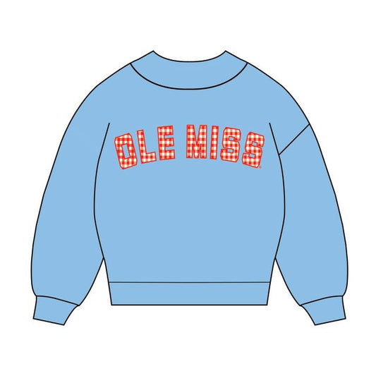 The Mallory Gingham Mockneck Ole Miss | Denim