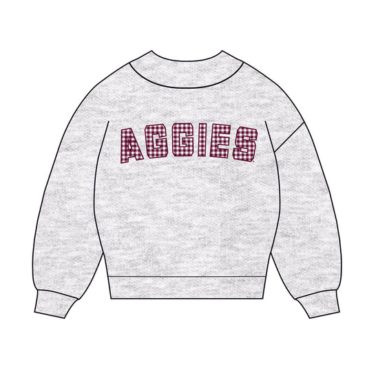 The Mallory  Gingham Mockneck Texas A&M | Ash